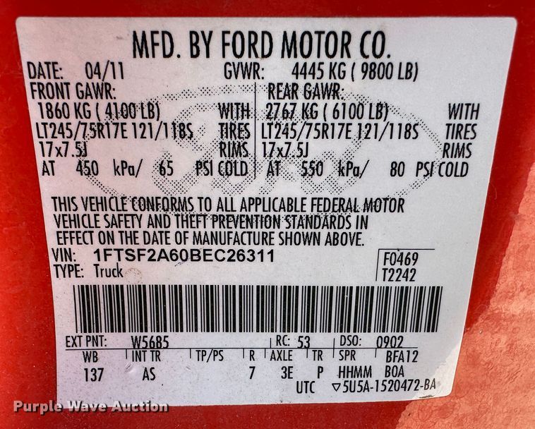 image for item LT9069 2011 Ford F250 Super Duty  pickup truck