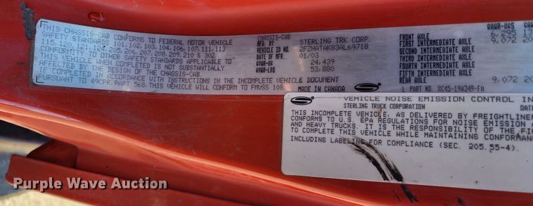 image for item LT9482 2003 Sterling LT7501  dump truck