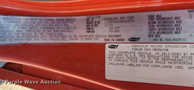 image for item LT9483 2003 Sterling LT7501  dump truck