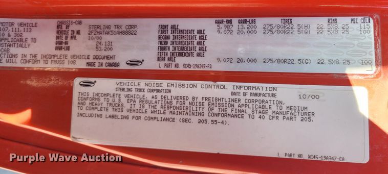 image for item LT9484 2001 Sterling LT7501  dump truck