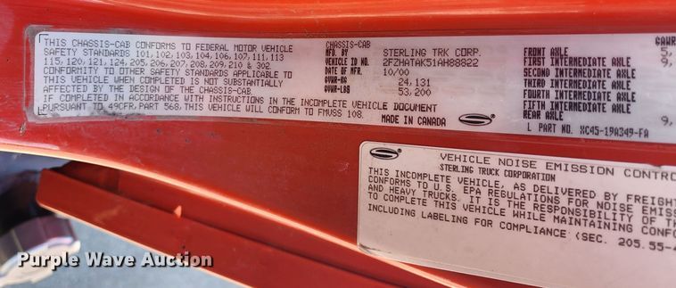 image for item LT9484 2001 Sterling LT7501  dump truck