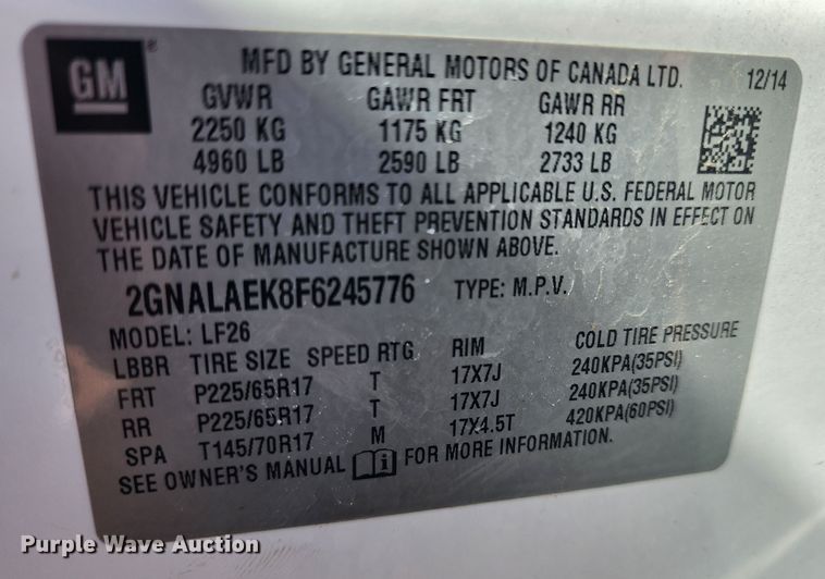 image for item LT9491 2015 Chevrolet Equinox  SUV
