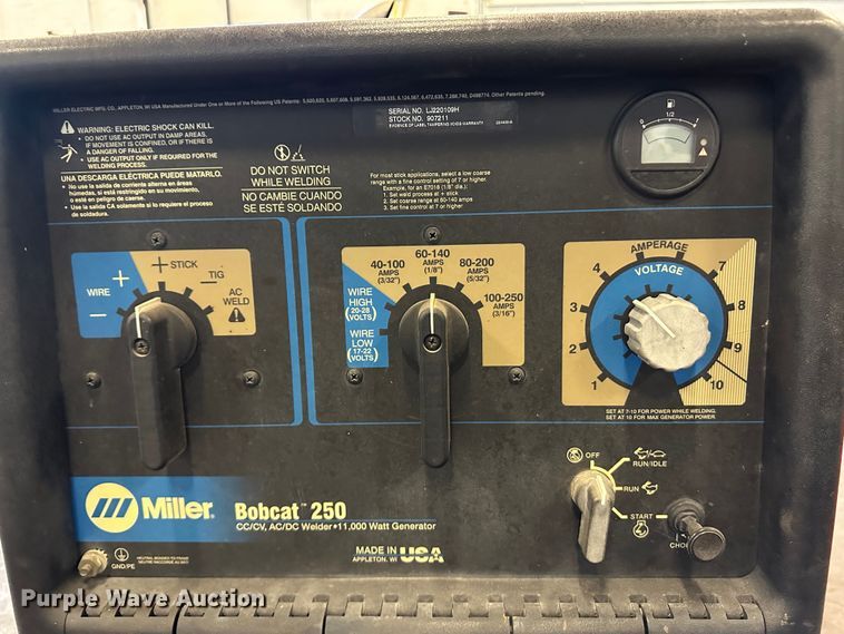 image for item LT9528 2008 Miller Bobcat 250  welder/generator