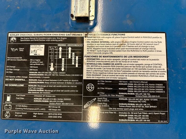 image for item LT9528 2008 Miller Bobcat 250  welder/generator