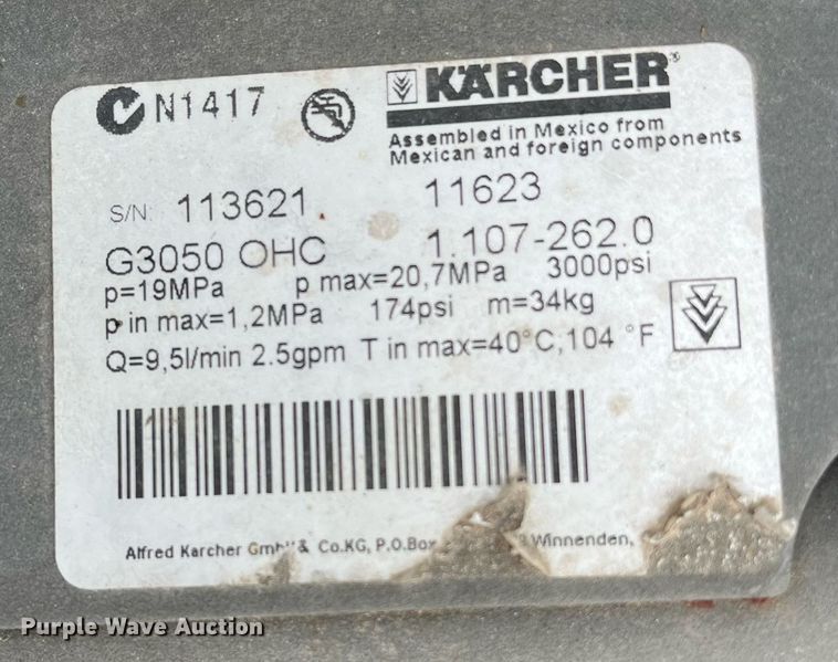 image for item DK8310 Karcher G3050 OHC  pressure washer