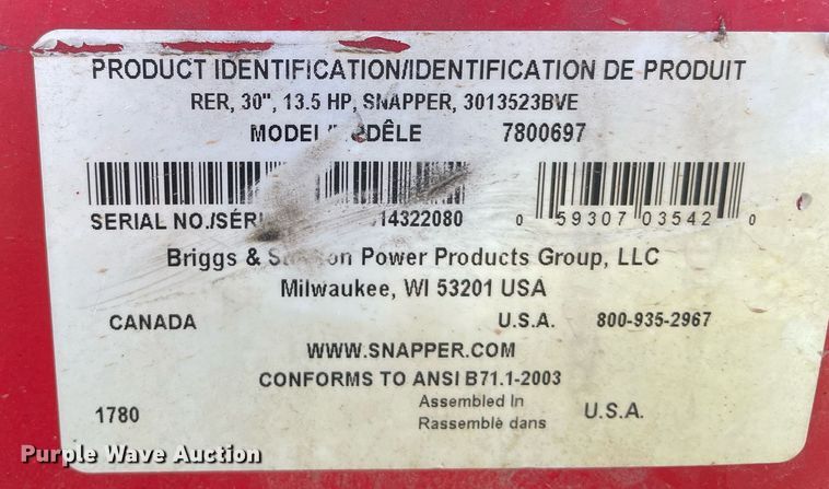 image for item DQ5732 Snapper 7800697  lawn mower