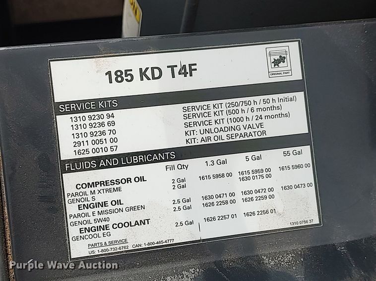 image for item DQ5737 2018 Atlas Copco CPS185 KD7 T4F  air compressor