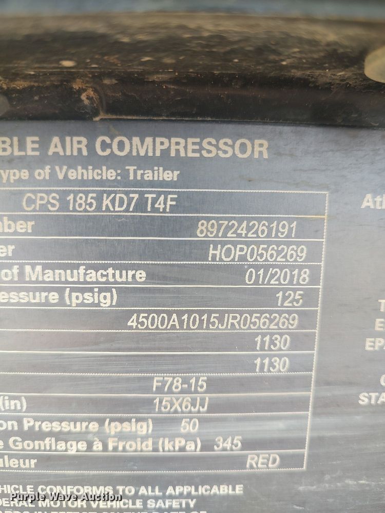 image for item DQ5737 2018 Atlas Copco CPS185 KD7 T4F  air compressor