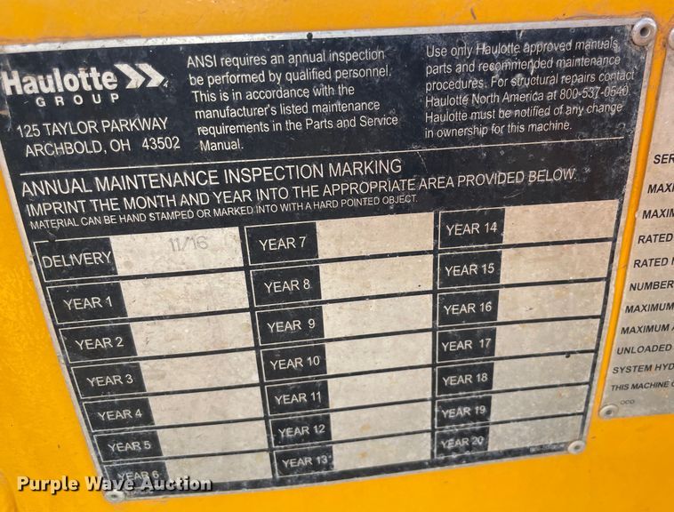 image for item DQ5757 2017 Haulotte 4527A  boom lift