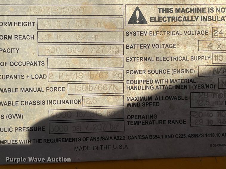 image for item DQ5757 2017 Haulotte 4527A  boom lift