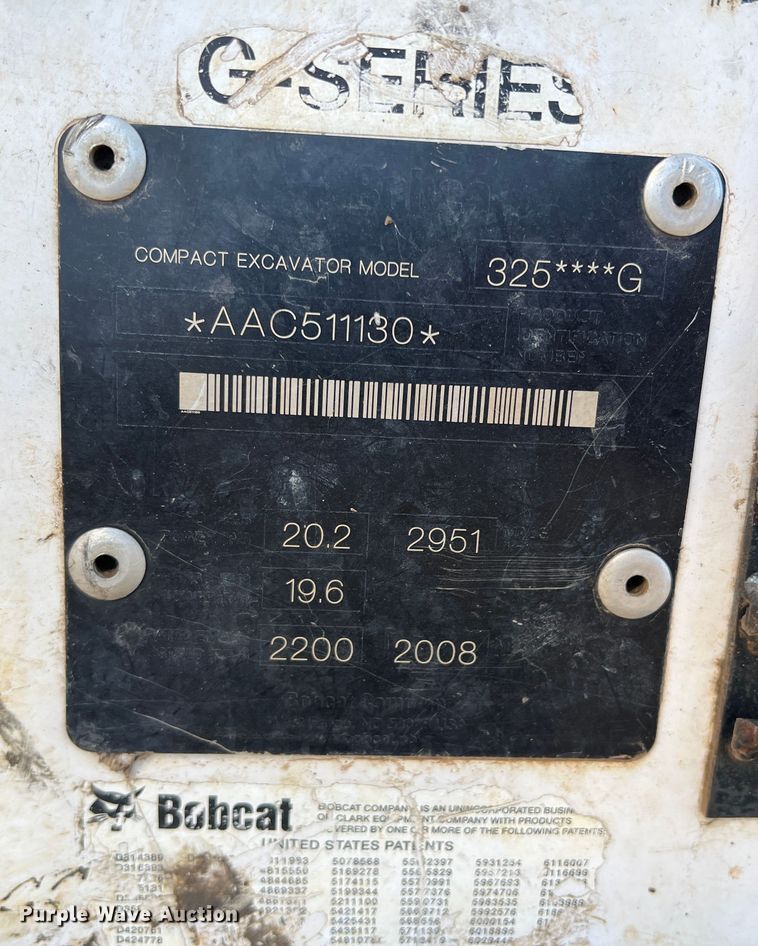 image for item DQ5759 2008 Bobcat 325G  mini excavator