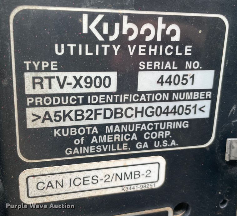 image for item DQ5778 2017 Kubota RTV-X900  utility vehicle