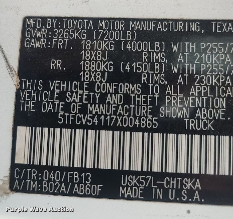 image for item DQ5782 2007 Toyota Tundra  Double Cab pickup truck