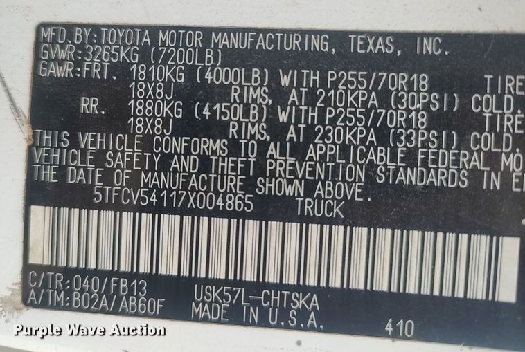 image for item DQ5782 2007 Toyota Tundra  Double Cab pickup truck