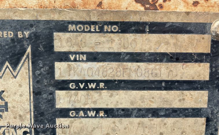 image for item DQ5784 1985 Trail King 1848-1300  equipment trailer