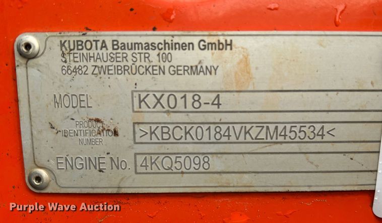 image for item DQ5811 2020 Kubota KX018-4  mini excavator