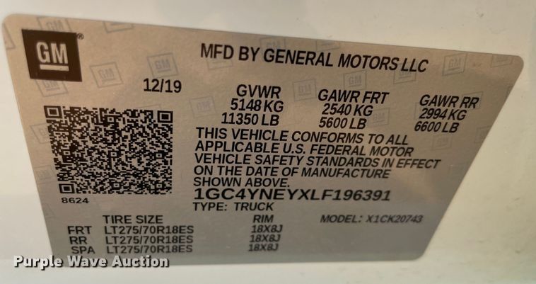 image for item DS2830 2020 Chevrolet Silverado 2500HD  Crew Cab pickup truck