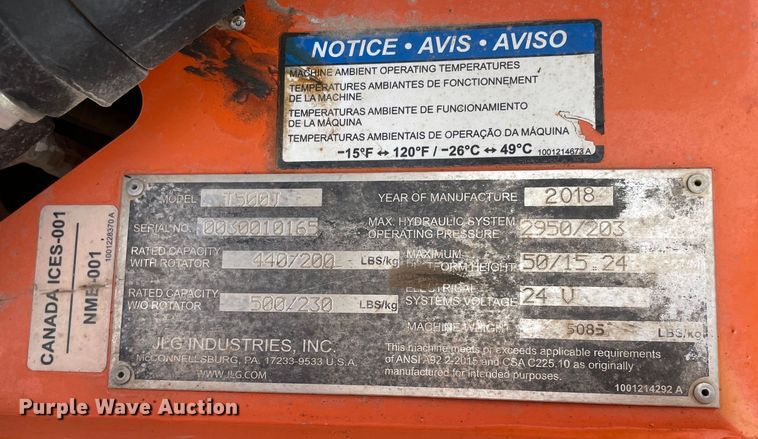 image for item MM9383 2018 JLG T500J  boom lift