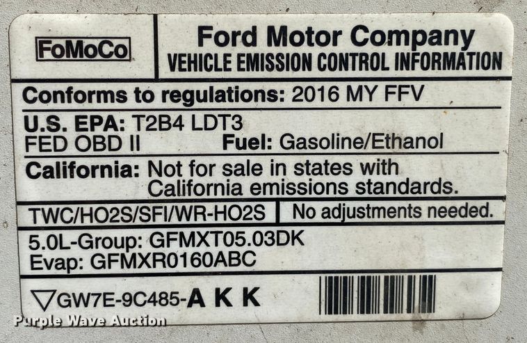 image for item DL7035 2016 Ford F150  SuperCab pickup truck