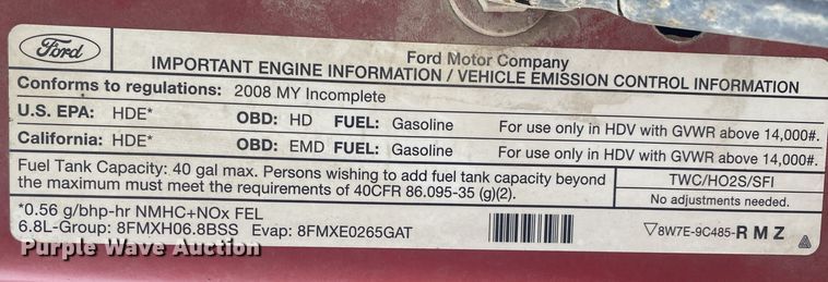 image for item DL7036 2008 Ford F550  flatbed truck