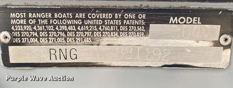 image for item DL7054 1992 Ranger 364V  boat