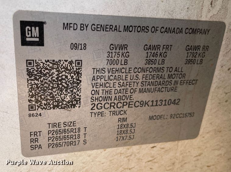 image for item DN4550 2019 Chevrolet Silverado 1500  Double Cab pickup truck