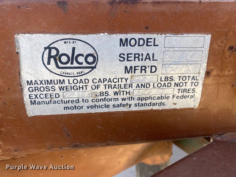 image for item DN8241 1972 Rolco 18  utility trailer