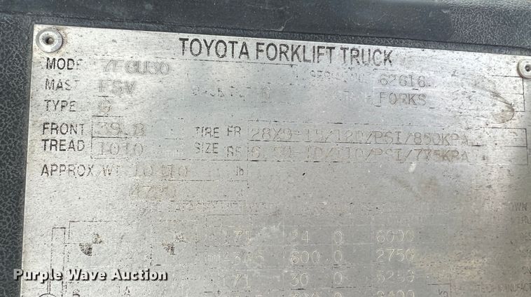 image for item DO2182 Toyota 7FGU30  forklift