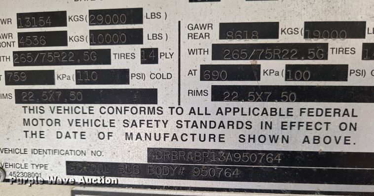 image for item DO3588 2003 International CE  school bus