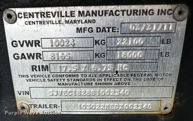 image for item DQ1999 2011 Centreville  flatbed trailer