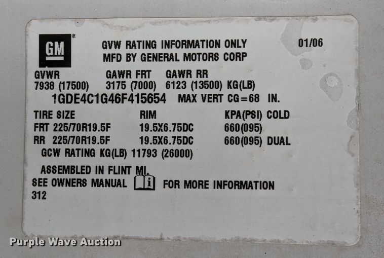 image for item DR6811 2006 GMC C4500  box truck