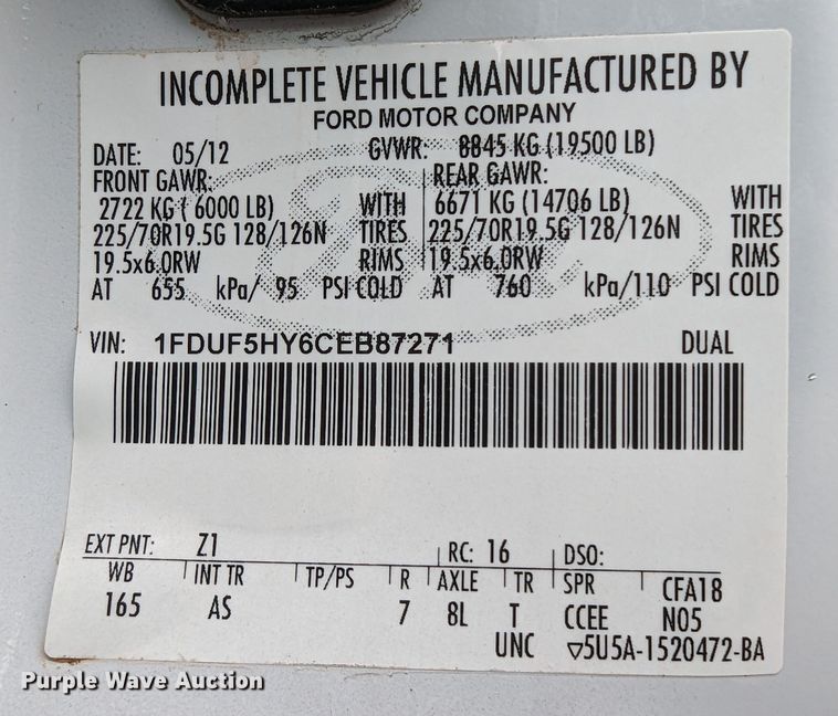 image for item DR6812 2012 Ford F550 Super Duty  dump truck