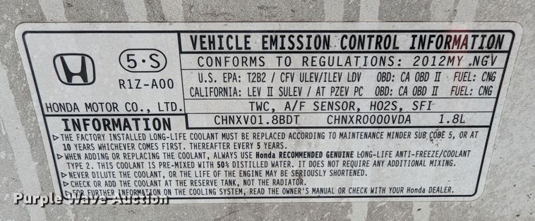 image for item DR6817 2012 Honda Civic