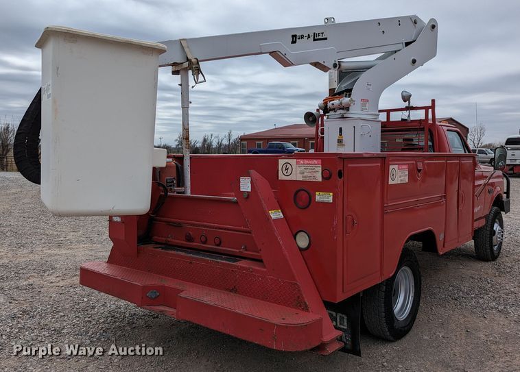 image for item DR6820 1996 Ford F350 XL  utility bed pickup truck with bucket lift