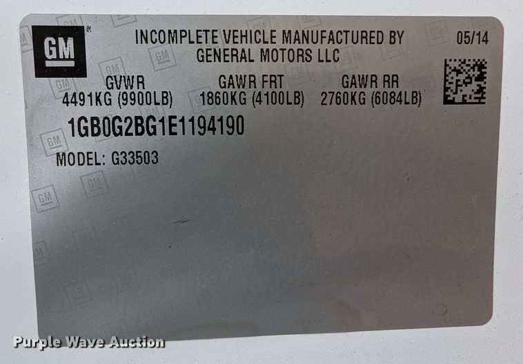 image for item DR6821 2014 Chevrolet Express G3500  box truck