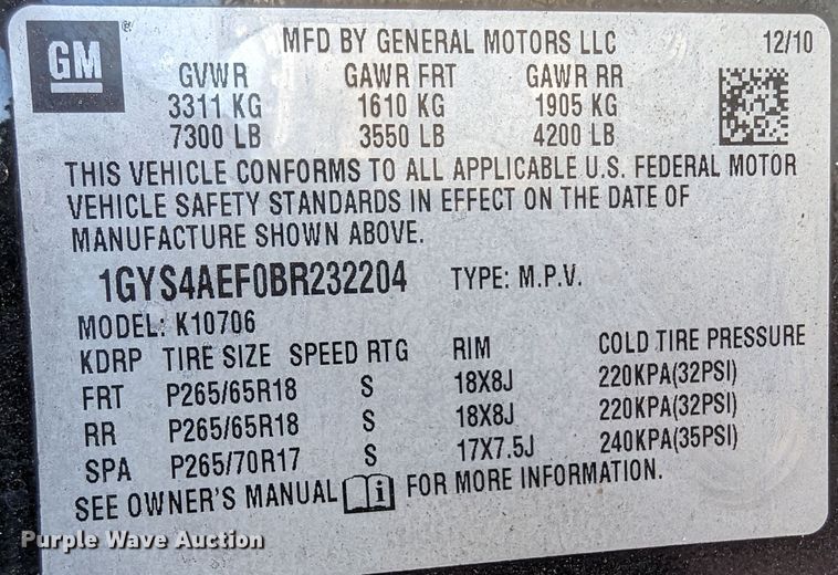 image for item DR6823 2011 Cadillac Escalade  SUV