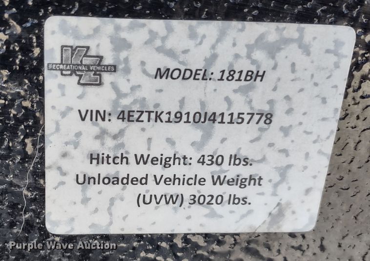 image for item DR8232 2018 KZRV Sportsman Classic  camper