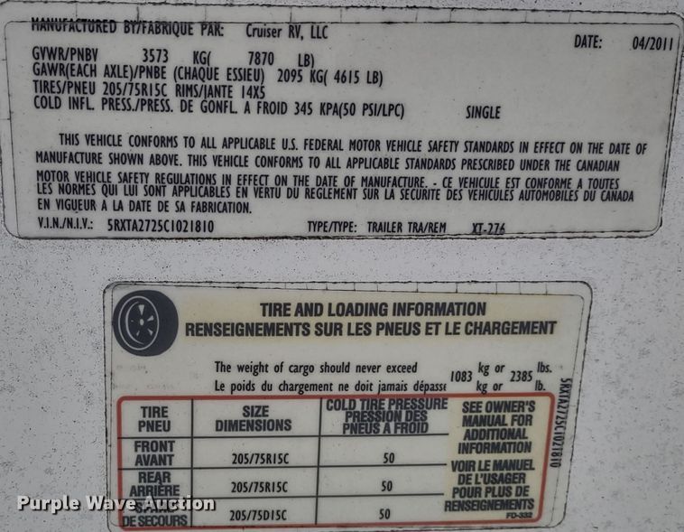 image for item DR8235 2012 Cruiser RV Fun Finder Xtra  toy hauler camper