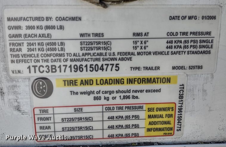 image for item DR8247 2006 Coachmen 525TBS  RV