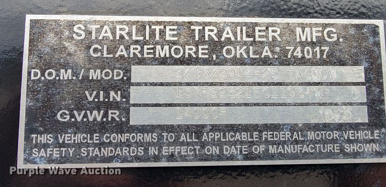 image for item HG9428 2014 Starlite AGNDV  equipment trailer