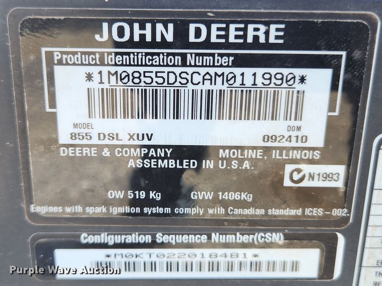 image for item JB9616 John Deere Gator 855D  utility vehicle