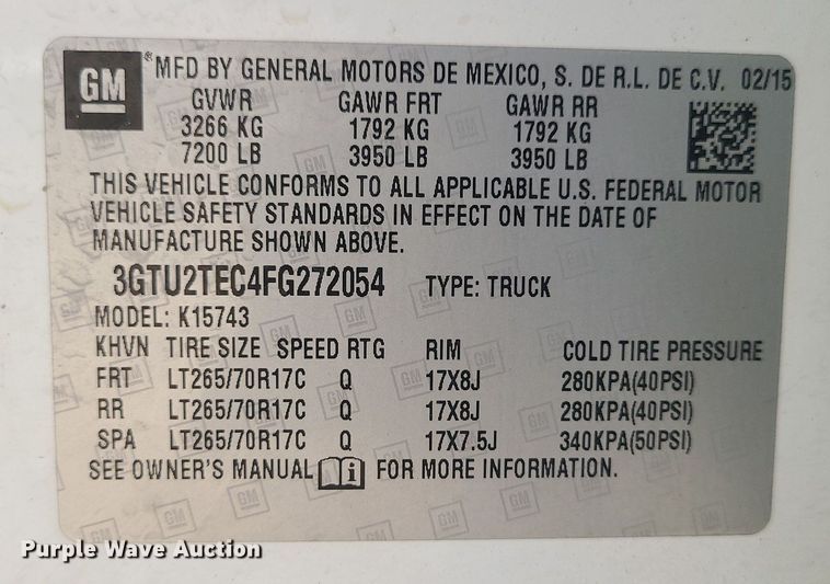 image for item JG9373 2015 GMC Sierra 1500  Crew Cab pickup truck