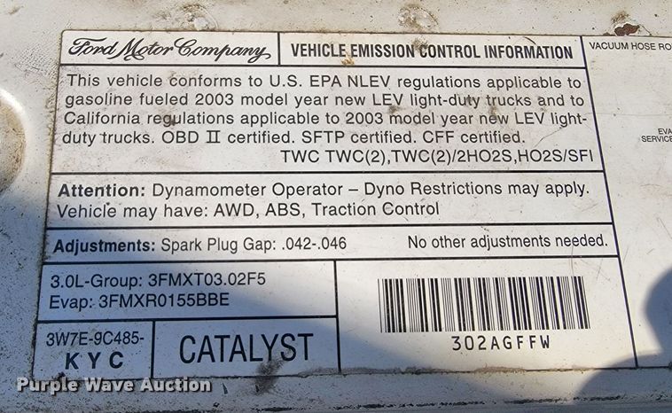 image for item JL9334 2003 Ford Ranger  SuperCab pickup truck