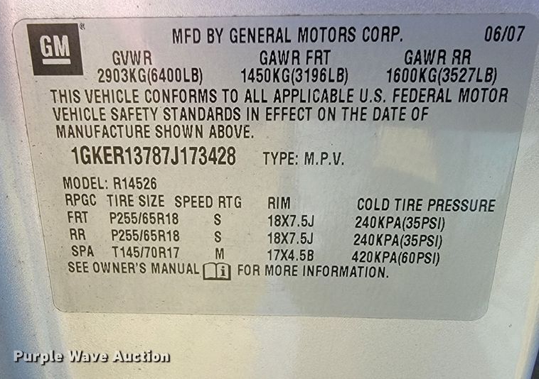 image for item JL9340 2007 GMC Acadia  SUV