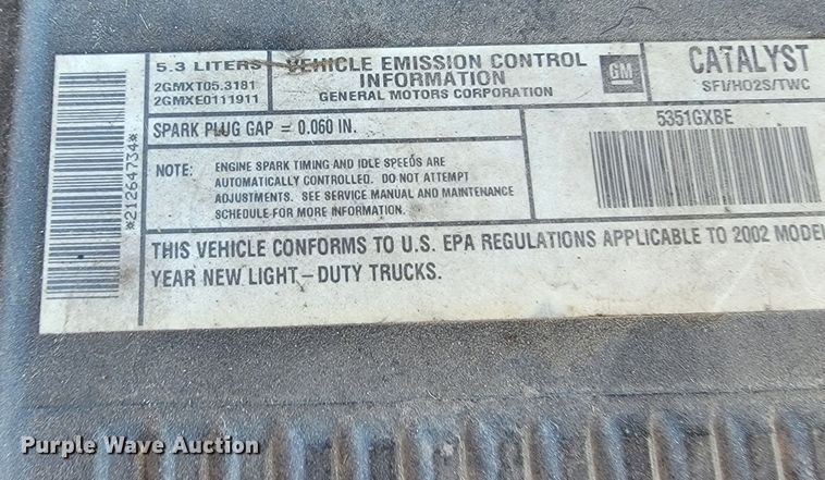 image for item JL9346 2002 Chevrolet Silverado 1500  Ext. Cab pickup truck