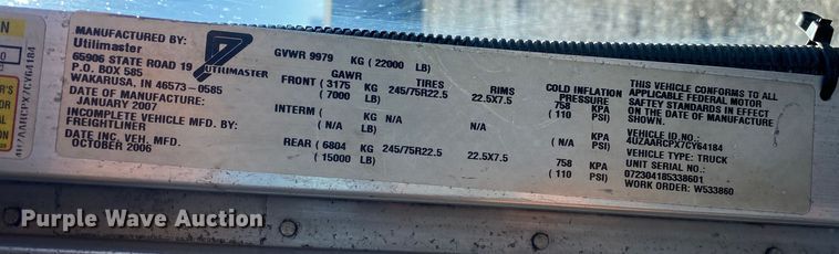 image for item JW9245 2007 Freightliner MT55  delivery van