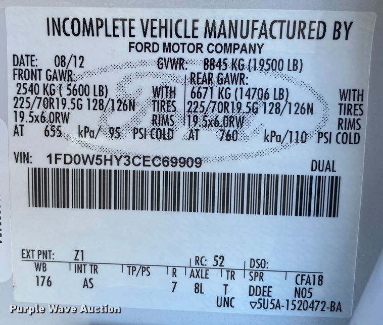 image for item KB9572 2012 Ford F550 Super Duty XL  Crew Cab utility / service truck