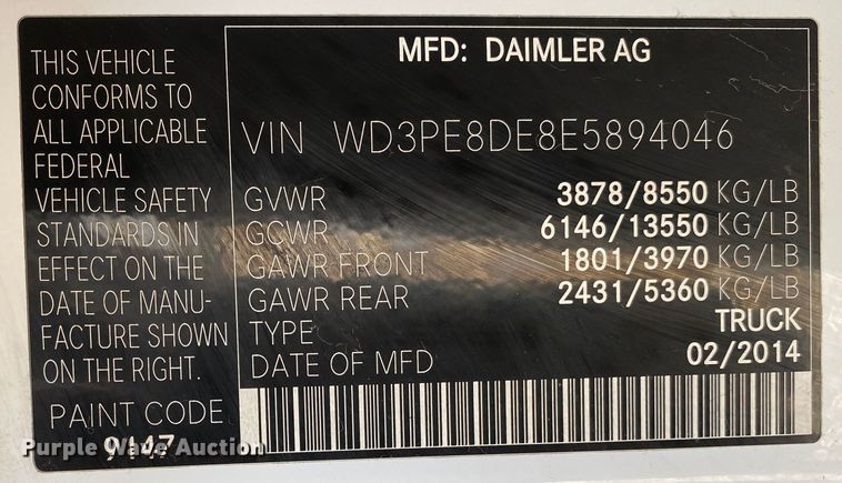 image for item KB9575 2014 Mercedes Benz Sprinter 2500  van