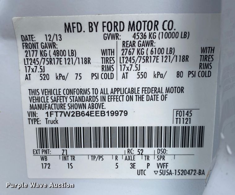 image for item KB9578 2014 Ford F250 Super Duty XL  Crew Cab pickup truck