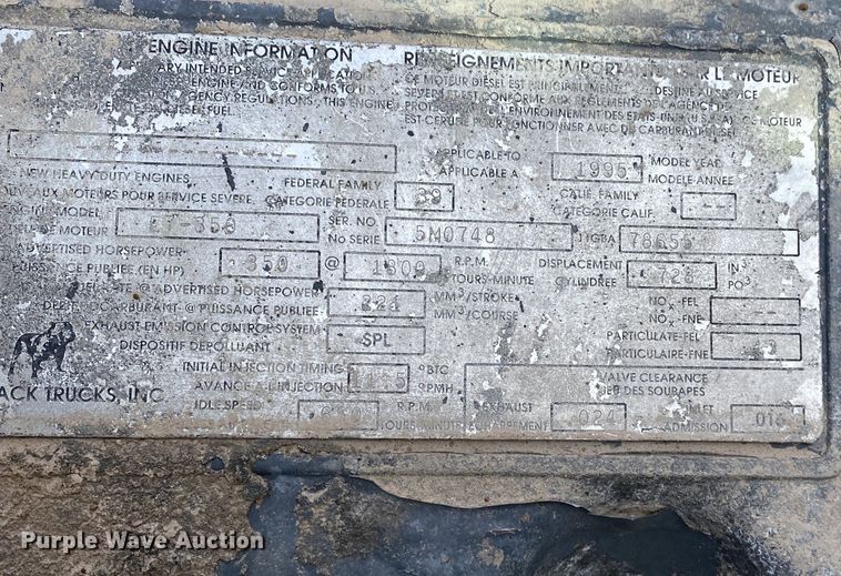 image for item KB9595 1996 Mack RD688S  winch truck